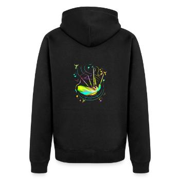 Dudelsack Sackpfeife Schottland Musiker - Unisex Premium Bio Zip Hoodie - Schwarz - Hinten - Nico (187cm)