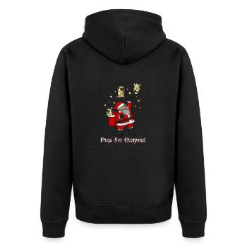 Pugs For Everyone Weihnachtsmann Verteilt Geschenk - Unisex Premium Bio Zip Hoodie - Schwarz - Hinten - Nico (187cm)