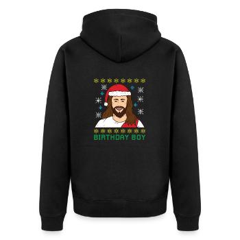 JOYEUX D'ANNIVERSAIRE Jésus moche Noël - Veste à capuche bio Premium Unisexe - noir - Dos - Nico (187cm)