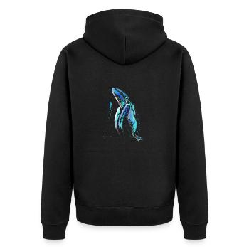 Plongeur, baleine bosse, plongée, baleine, plongée sous-marine - Veste à capuche bio Premium Unisexe - noir - Dos - Nico (187cm)