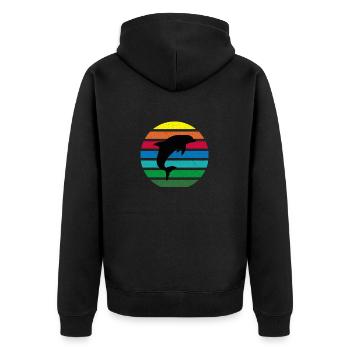 Delfin - Unisex Premium Bio Zip Hoodie - Schwarz - Hinten - Nico (187cm)