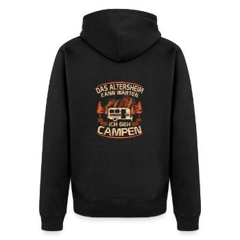 Camping Grandpa Caravan Womo Gift - Unisex Premium Organic Zip Hoodie - black - Back - Nico (187cm)