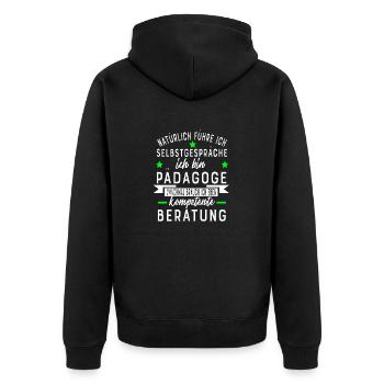 PÄDAGOGE - Unisex Premium Bio Zip Hoodie - Schwarz - Hinten - Nico (187cm)