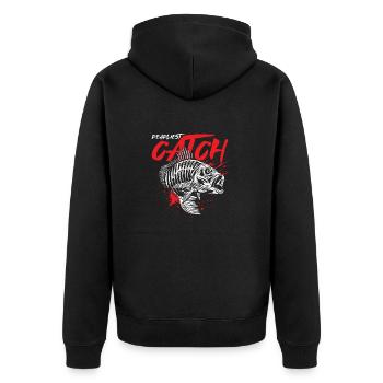 Tödlichster Fang - Unisex Premium Bio Zip Hoodie - Schwarz - Hinten - Nico (187cm)