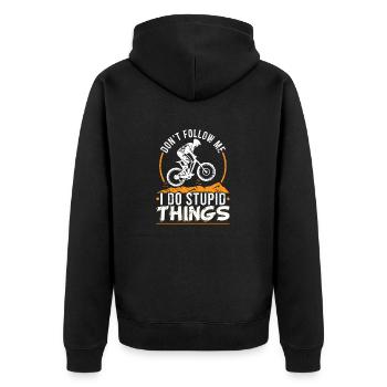 Ne me suivez pas, je fais des choses stupides MTB Downhill - Veste à capuche bio Premium Unisexe - noir - Dos - Nico (187cm)