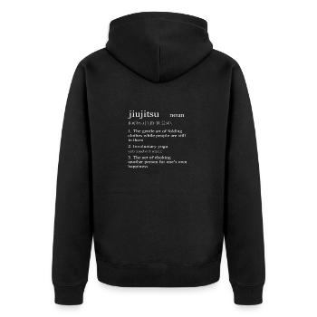Definition of Jiu Jitsu Gifts for Jiu Jitsu - Unisex Premium Organic Zip Hoodie - black - Back - Nico (187cm)