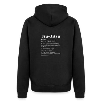 Definition of Jiu Jitsu Gifts for Jiu Jitsu - Unisex Premium Organic Zip Hoodie - black - Back - Nico (187cm)