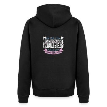 Zahnmedizinische Fachangestellte - Unisex Premium Bio Zip Hoodie - Schwarz - Hinten - Nico (187cm)