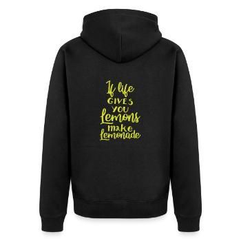 Spruch Lustig Positivität Positiv Denken - Unisex Premium Bio Zip Hoodie - Schwarz - Hinten - Nico (187cm)