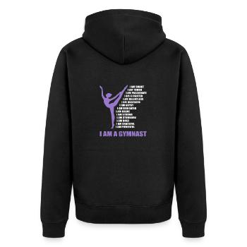 I Am A Gymnast Gifts For Girls Gymnastics Gift - Unisex Premium Bio Zip Hoodie - Schwarz - Hinten - Nico (187cm)