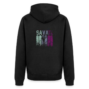 Savate Fighter - Unisex Premium Organic Zip Hoodie - black - Back - Nico (187cm)