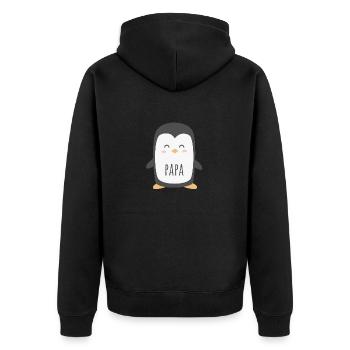 Papa Penguin - Funny And Cute Dad Gift - Unisex Premium Bio Zip Hoodie - Schwarz - Hinten - Nico (187cm)
