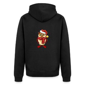Weihnachtseule Weihnachten Eule Uhu Vogel Advent - Unisex Premium Bio Zip Hoodie - Schwarz - Hinten - Nico (187cm)