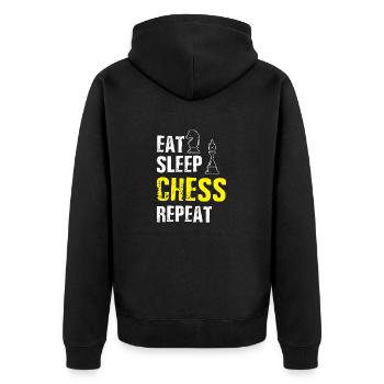 Schach Schachspieler Geschenkidee - Unisex Premium Bio Zip Hoodie - Schwarz - Hinten - Nico (187cm)