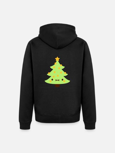 Arbre de Noël avec visage - Veste à capuche bio Premium Unisexe - noir
