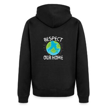 Klimaschutz Fridays For Future Demo Klima Geschenk - Unisex Premium Bio Zip Hoodie - Schwarz - Hinten - Nico (187cm)