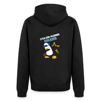 Stolzer Kleiner Bruder - Unisex Premium Bio Zip Hoodie - Schwarz - Hinten - Nico (187cm)