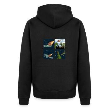 Earth is Flat | Flat Earth T-Shirt - Unisex Premium Organic Zip Hoodie - black - Back - Nico (187cm)
