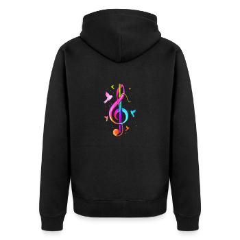 Bassoon Music Note Orchestra Woodwind Instrument - Unisex Premium Bio Zip Hoodie - Schwarz - Hinten - Nico (187cm)
