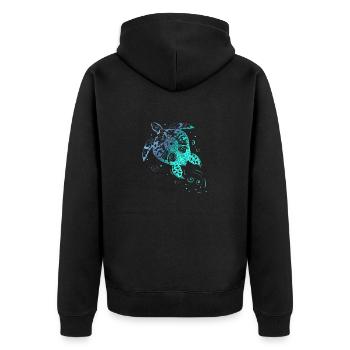 Schildkröten Mandala Ozeanolegen Tattoo Geschenk - Unisex Premium Bio Zip Hoodie - Schwarz - Hinten - Nico (187cm)