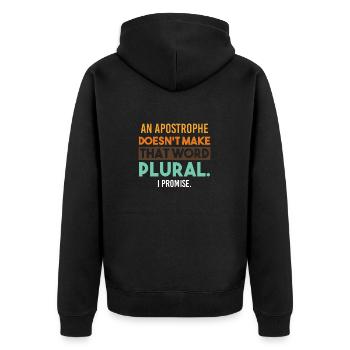 Grammaire grammaire apostrophe au pluriel disant drôle - Veste à capuche bio Premium Unisexe - noir - Dos - Nico (187cm)