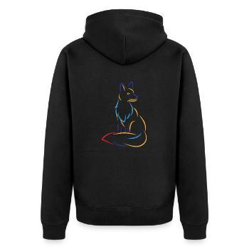 Fox Fuchs Waldtier Silhouette - Unisex Premium Bio Zip Hoodie - Schwarz - Hinten - Nico (187cm)