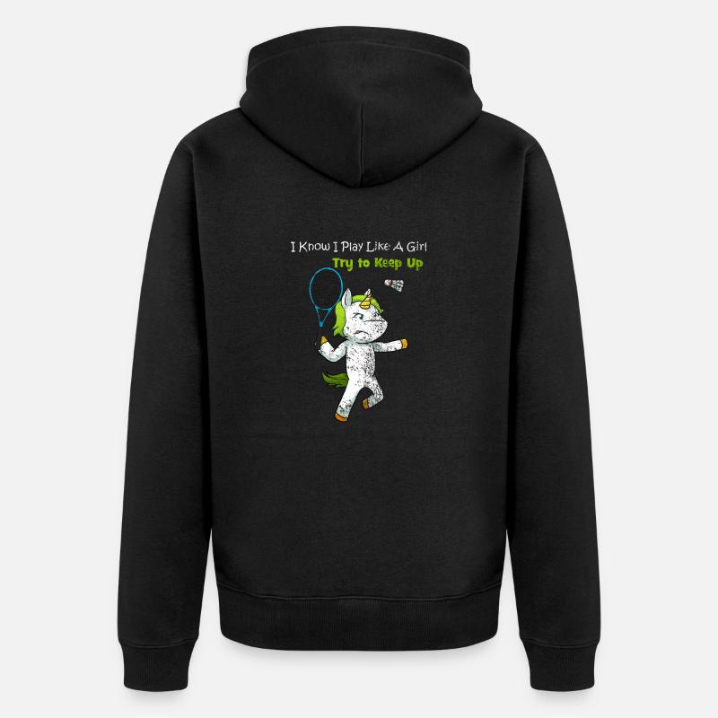 Badmintonspielerin Geschenk - Unisex Premium Bio Zip Hoodie - Schwarz