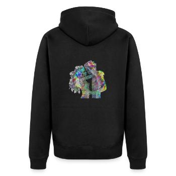 Loving couple psychedelic - Unisex Premium Organic Zip Hoodie - black - Back - Nico (187cm)