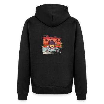 Skifahren cool Totenkopf Skull retro Geschenk - Unisex Premium Bio Zip Hoodie - Schwarz - Hinten - Nico (187cm)