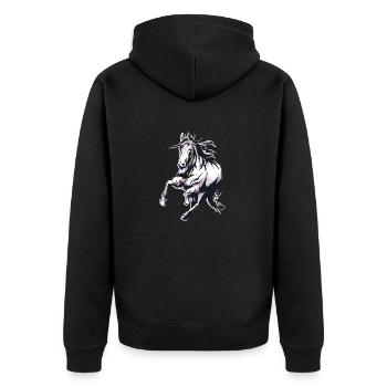 Grand cheval monte un cheval sauvage dans un style aquarelle - Veste à capuche bio Premium Unisexe - noir - Dos - Nico (187cm)