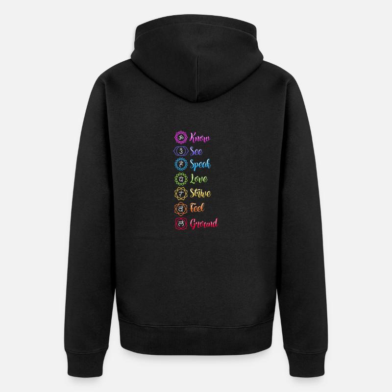 Sept Chakra Om - Veste à capuche bio Premium Unisexe - noir