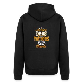 Awesome Dads have Tattoos and Beards -Vater Bart - Unisex Premium Bio Zip Hoodie - Schwarz - Hinten - Nico (187cm)