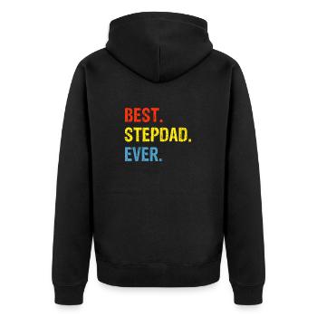 Best Stepdad Ever Bonus Dad Gift Fathers Day - Unisex Premium Organic Zip Hoodie - black - Back - Nico (187cm)