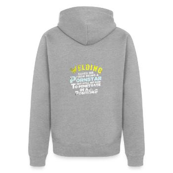 Soudeur soudeur cadeau drôle - Veste à capuche bio Premium Unisexe - gris chiné - Dos - Nico (187cm)
