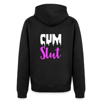 Cum Slut Sexy Dirty Adult Humor Fun Gifts for Men - Unisex Premium Organic Zip Hoodie - black - Back - Nico (187cm)