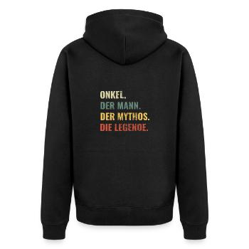 Onkel Geschenkidee toller Spruch werdende Onkels - Unisex Premium Bio Zip Hoodie - Schwarz - Hinten - Nico (187cm)