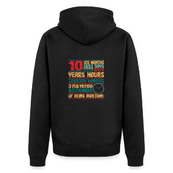 10e anniversaire 10 ans Bday Ten - Veste à capuche bio Premium Unisexe - noir - Dos - Nico (187cm)