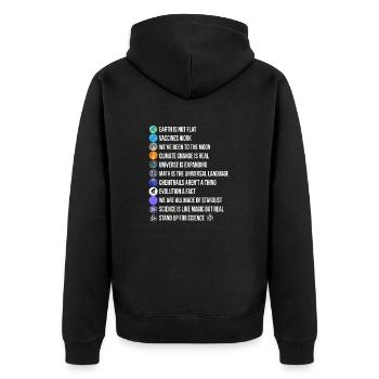 Die Erde ist nicht flach Impfstoffe Work Life Facts oder Fake - Unisex Premium Bio Zip Hoodie - Schwarz - Hinten - Nico (187cm)