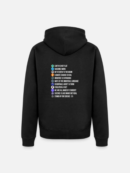 Earth is Not Flat Vaccines Work Life Facts or Fake - Unisex Premium Organic Zip Hoodie - black