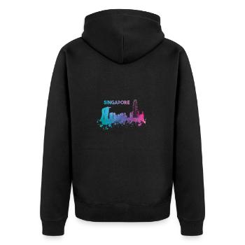 Belle skyline de Singapour aux couleurs vives - Veste à capuche bio Premium Unisexe - noir - Dos - Nico (187cm)