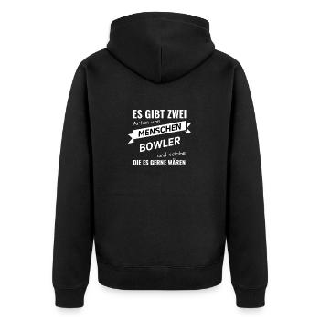 Kegler Bowlingspieler Geschenkidee Bowlingbahn - Unisex Premium Bio Zip Hoodie - Schwarz - Hinten - Nico (187cm)