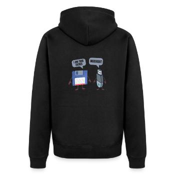 I AM YOUR FATHER USB Floppy Disk Funny Computer - Unisex Premium Bio Zip Hoodie - Schwarz - Hinten - Nico (187cm)
