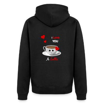 I Love You A Latte - Valentine's Day love gift - Unisex Premium Organic Zip Hoodie - black - Back - Nico (187cm)