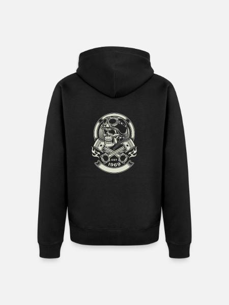 Skull biker - EST 1969 - Unisex Premium Organic Zip Hoodie - black