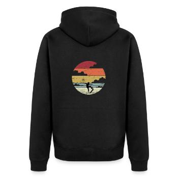 Idées cadeaux de skateboard patinage sports anniversaire - Veste à capuche bio Premium Unisexe - noir - Dos - Nico (187cm)