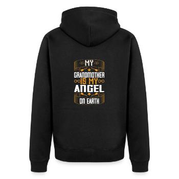 My Grandmother Is My Angel On Earth - Unisex Premium Bio Zip Hoodie - Schwarz - Hinten - Nico (187cm)