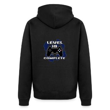 Niveau 18 terminé - Veste à capuche bio Premium Unisexe - noir - Dos - Nico (187cm)