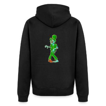 St Patrick's Irish Zombie - Unisex Premium Organic Zip Hoodie - black - Back - Nico (187cm)