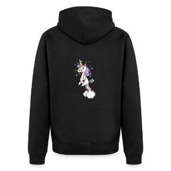 Unicorn Farts Funny Cool Gift - Unisex Premium Organic Zip Hoodie - black - Back - Nico (187cm)