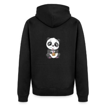 Panda Chocolate Shake Bubble Tea Bear Chocolate - Unisex Premium Organic Zip Hoodie - black - Back - Nico (187cm)